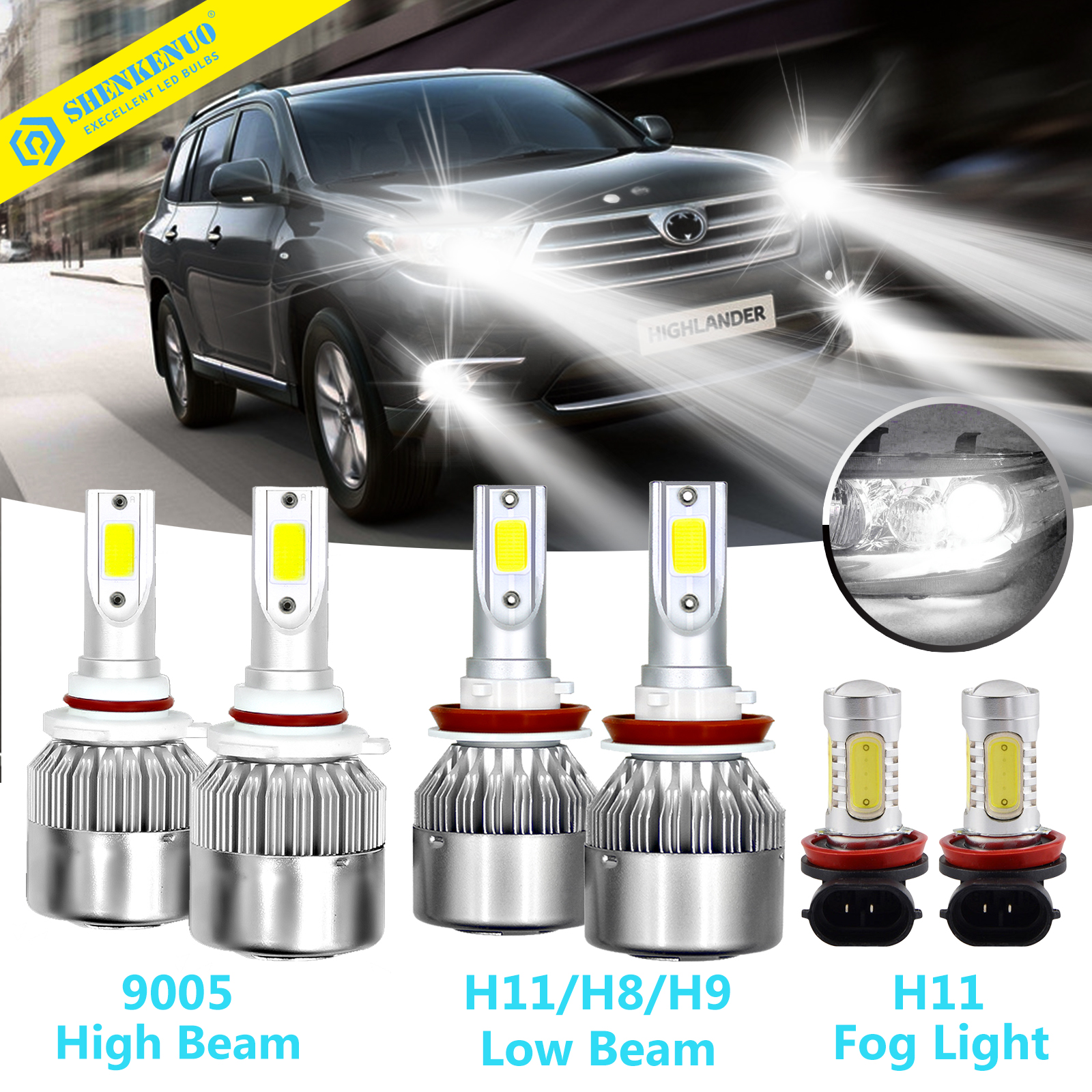 LED Headlight Bulbs Kit Low Beam for HYUNDAI Sonata 2011-2013 6000K White