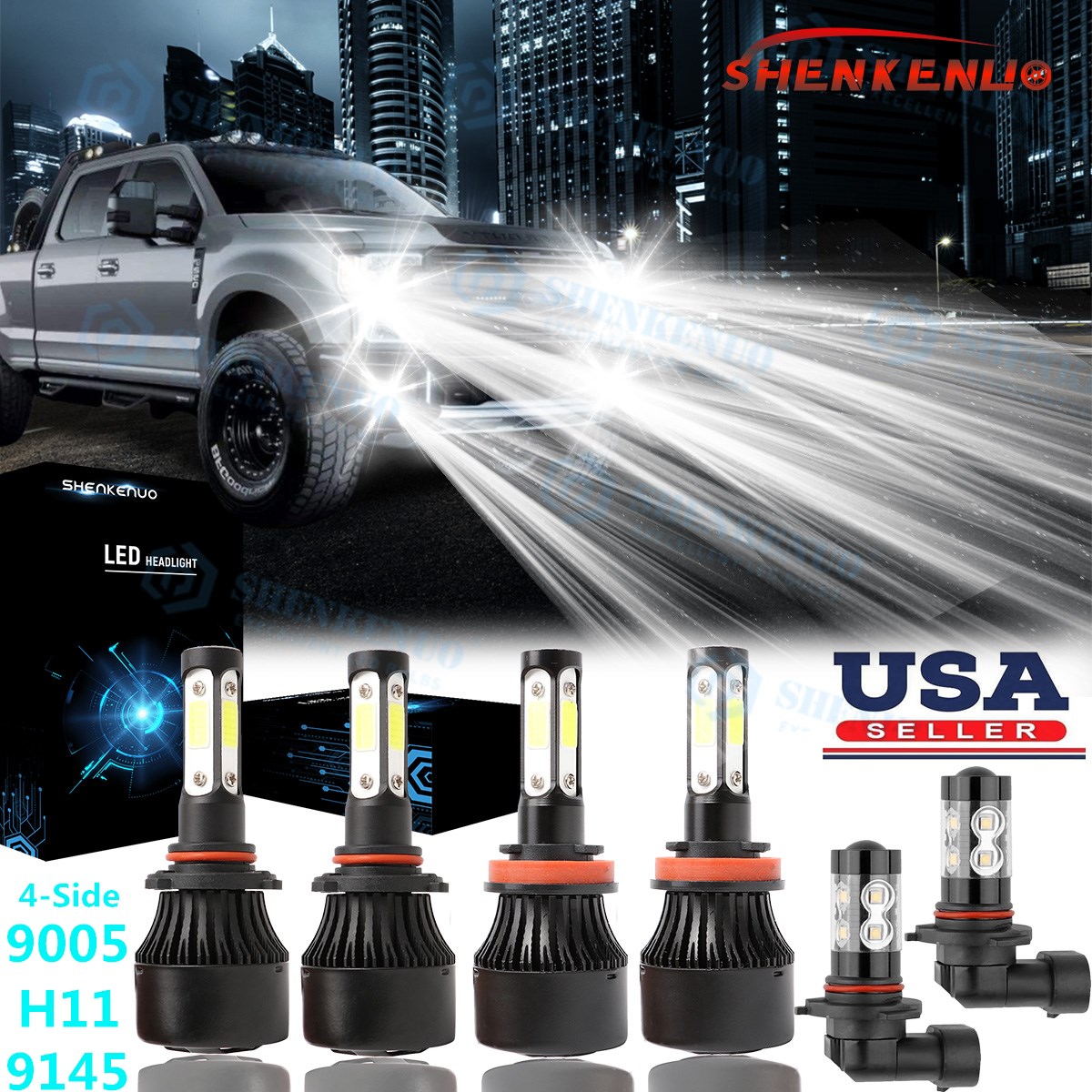 4x 9005+H11 Mini LED Headlight Combo Kit Bulbs 8000k for Ford F-150 2015-2018