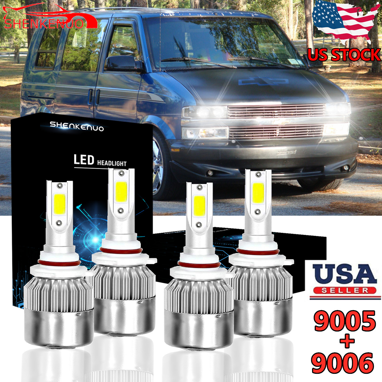 AUXITO High Beam Low Beam 9005 9006 H11 LED Headlight Bulbs Combo Kit Set of 6