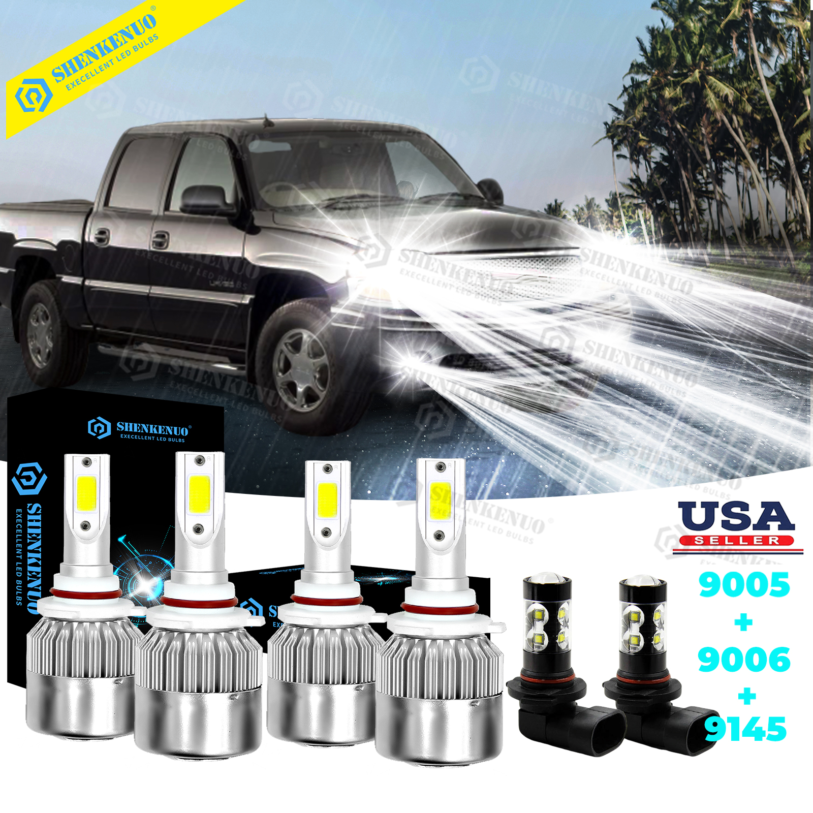 6pc LED Headlight Fog Light Bulbs for GMC Sierra 1500 3500 - 2003 2004 ...