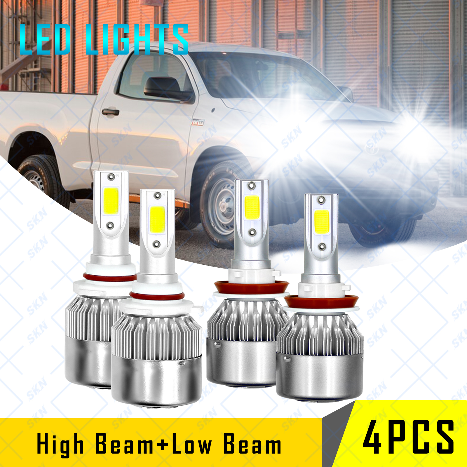 Combo LED Headlight Bulbs Fit for Toyota Tundra 2007-2013 High Low Beam White | eBay 2010 Toyota Tundra Headlight Bulb High Beam