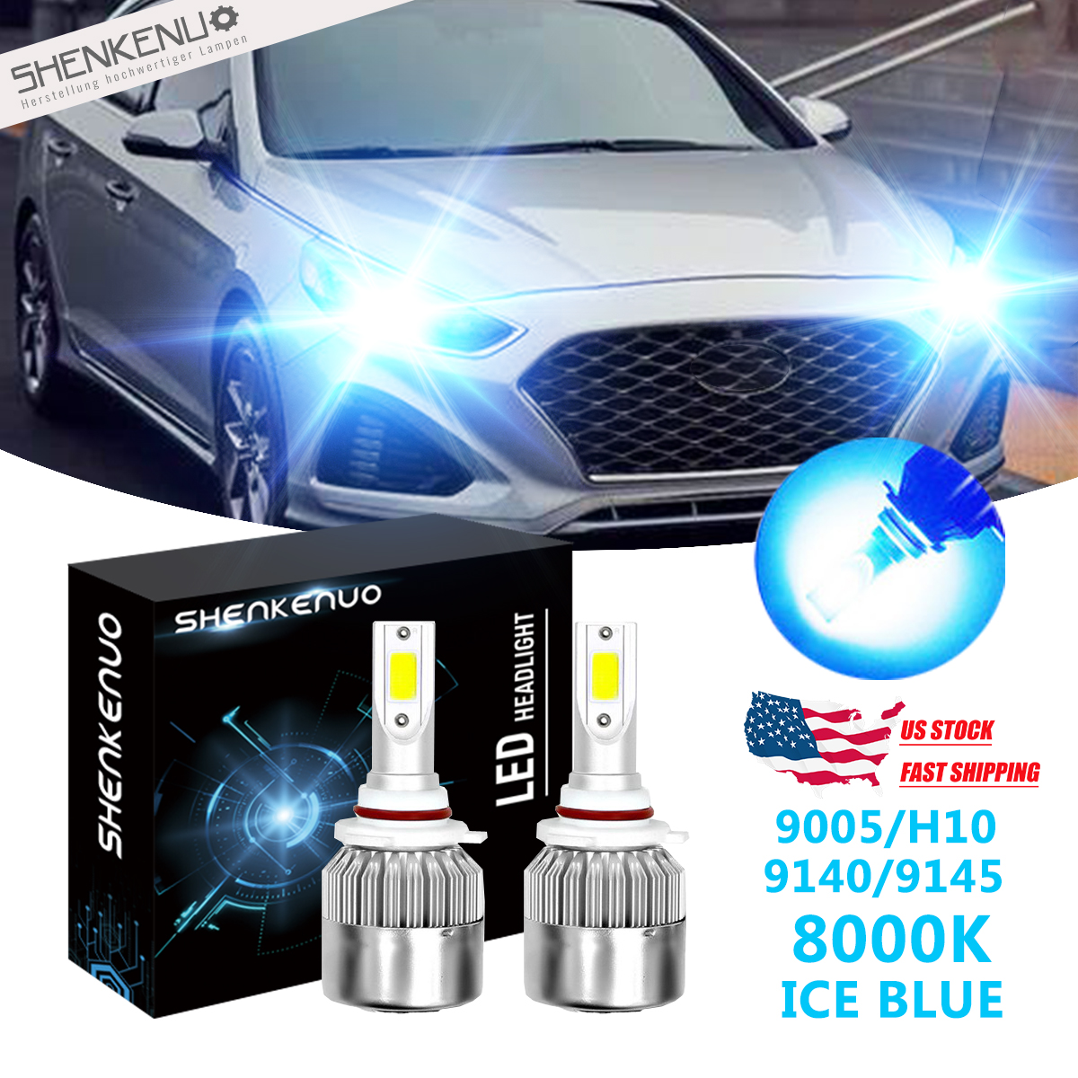 2X 9005 LED Headlight Bulb High Beam Kit 8000K C6 For Hyundai Sonata ...
