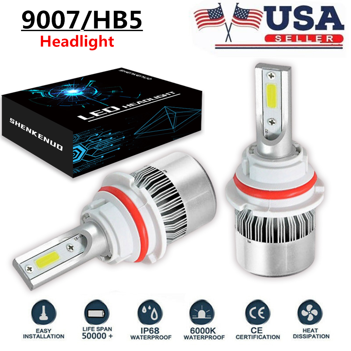 9007 Hb5 Cree Led Headlight Bulbs Conversion Kit High Low Beam 6000k Super White Ebay