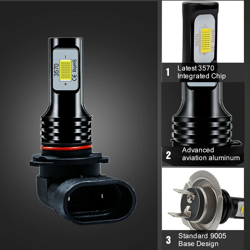 9005 White LED DRL Daytime Running Fog Light Bulbs For Honda Civic