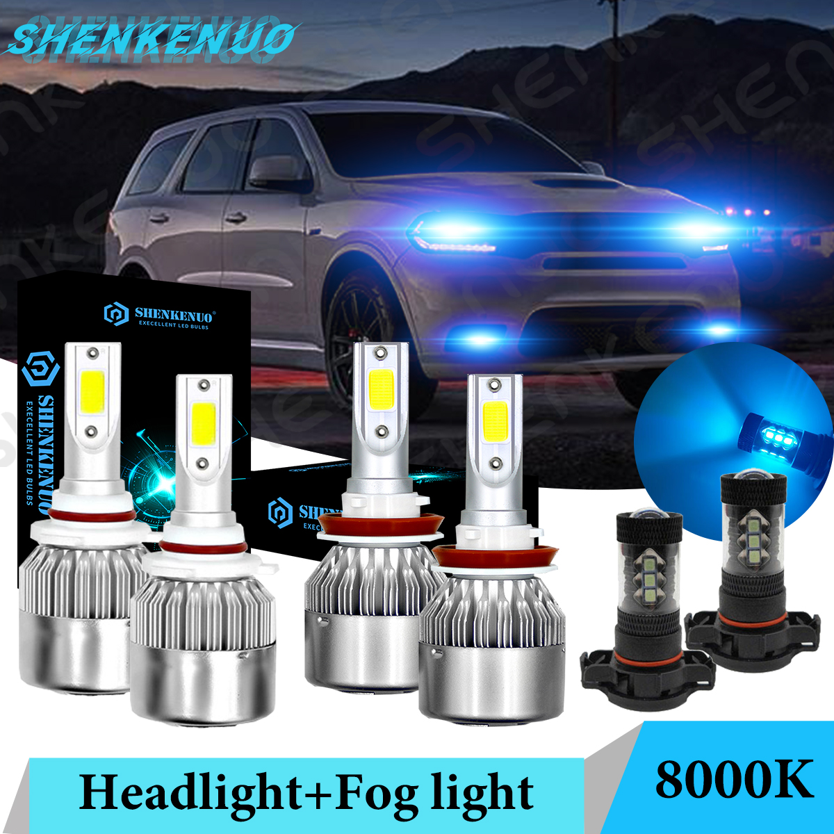 For 20112013 Dodge Durango 6X 8000K combo LED Headlight + Fog Light