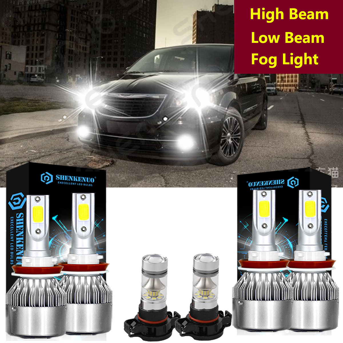For Chrysler Town & Country 2010-2015 4Side LED Headlights Hi/Low Beam Fog Bulbs | eBay 2010 Chrysler Town And Country Headlight Bulb
