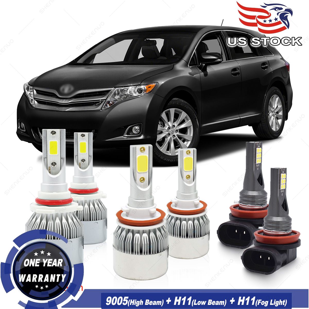 For Toyota Venza 2009-2016 LED Headlight Hi/Lo + Fog Light Bulbs