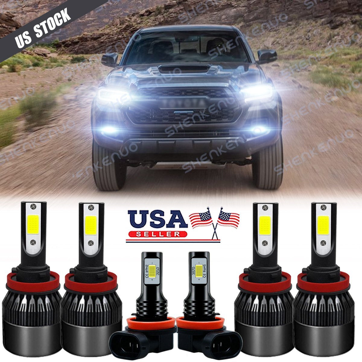 Para For Toyota Tacoma 2016-2019 2020 Faros LED Hi / Lo+Kit de