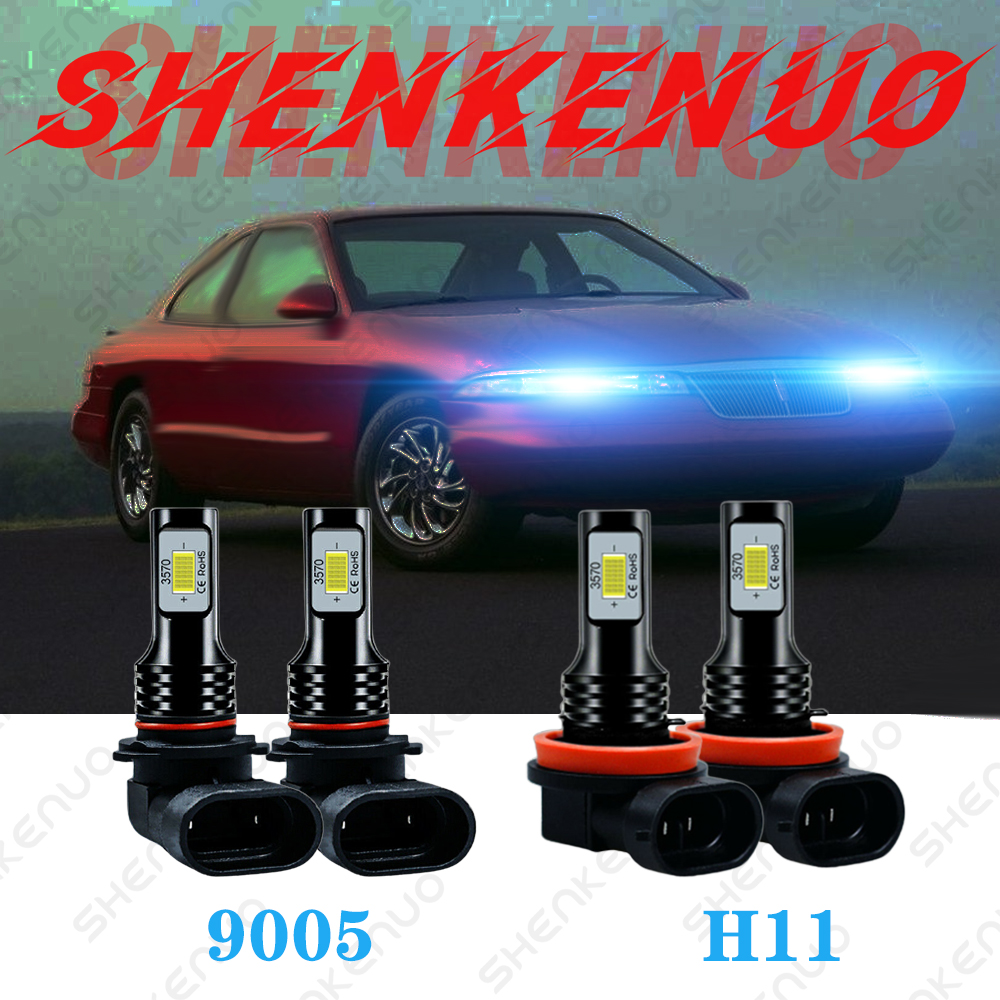 8000K blue LED Headlight Bulbs for Lincoln Mark VIII High & Low