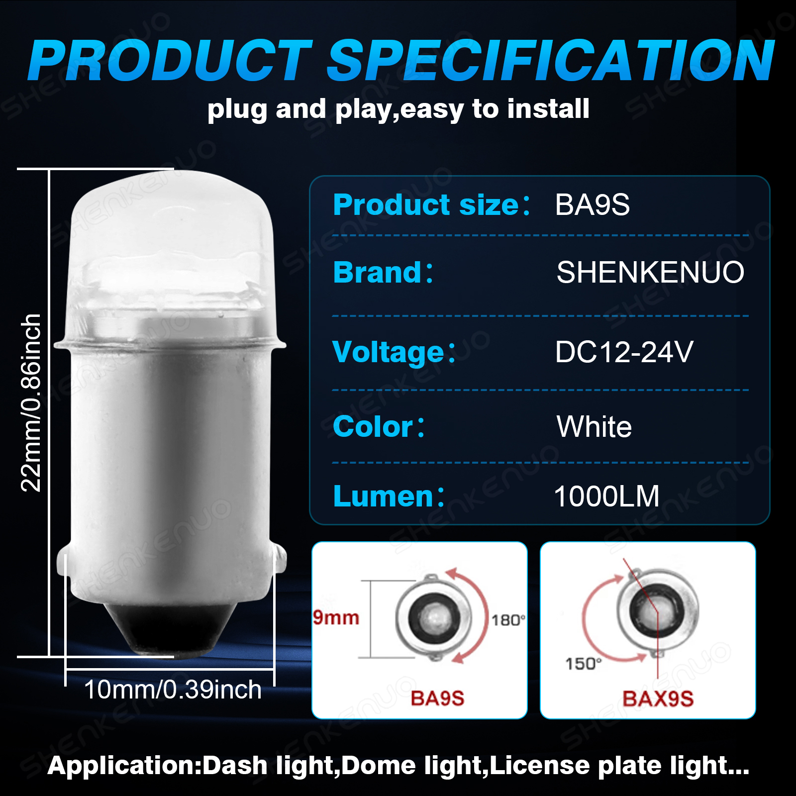 lampadine LED BA9S 12-24V CANBUS bianco intenso lampadine LED BA9S 12-24V CANBUS bianco intenso