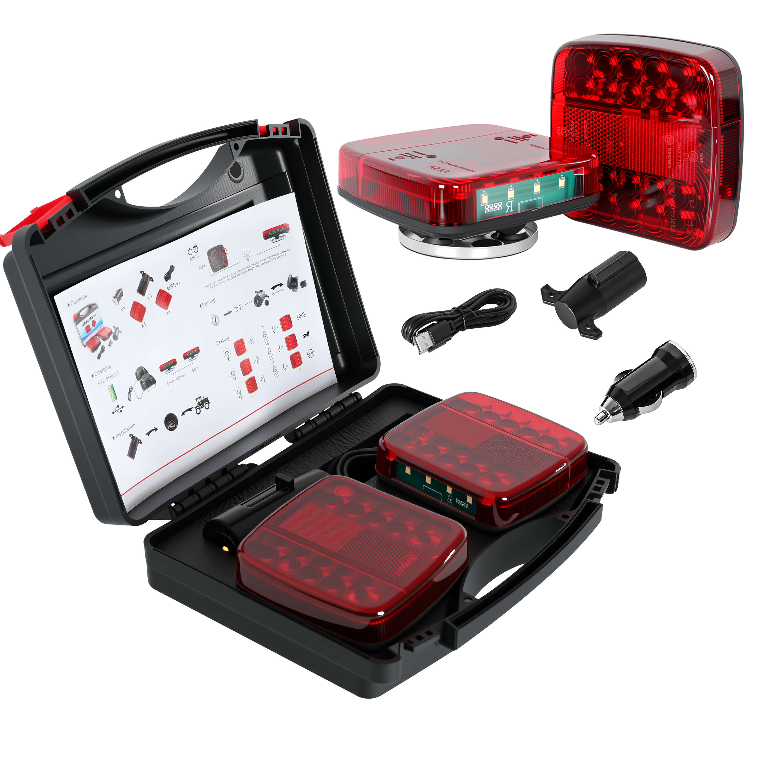 7 led rechargeable wall socket charge led flashlight 7 Pin Plug Wireless LED Trailer Lights Kit Rechargeable Towing Light for  Truck