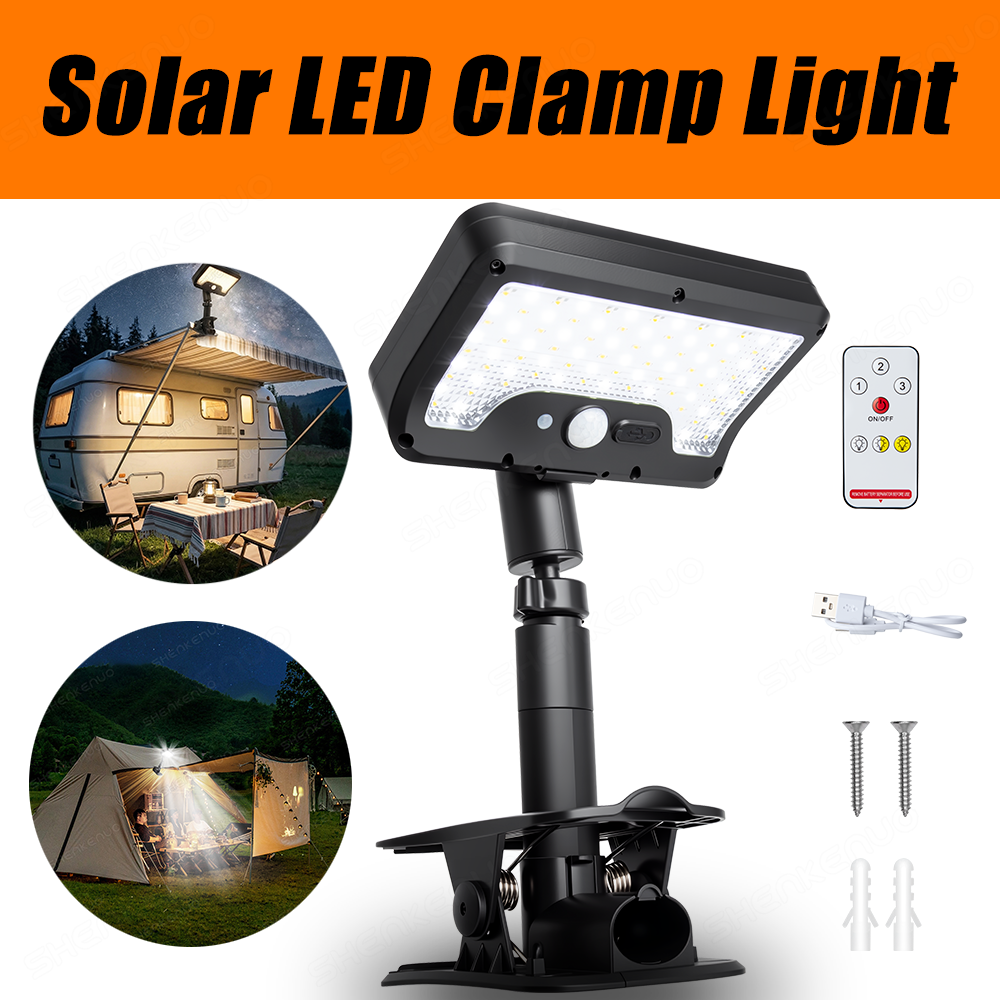 BlueYu Clip-on Solar Bewegingslamp – 800LM, 3 Kleuren En 3 Modi, USB Oplaadbaar, Afstandsbediening, IP65, Voor Hek En Tuin