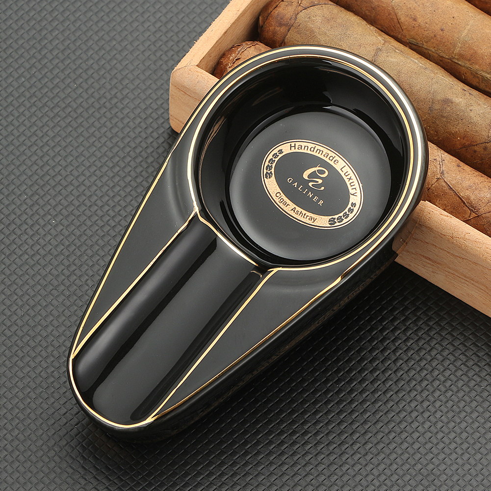 2 In 1 Smoking Ceramic Cigar Ashtray With Cigar Holder And Smoking Pipe Rack Round Ash Tobacco Cigarette Ashtray Gift - Foto 3
