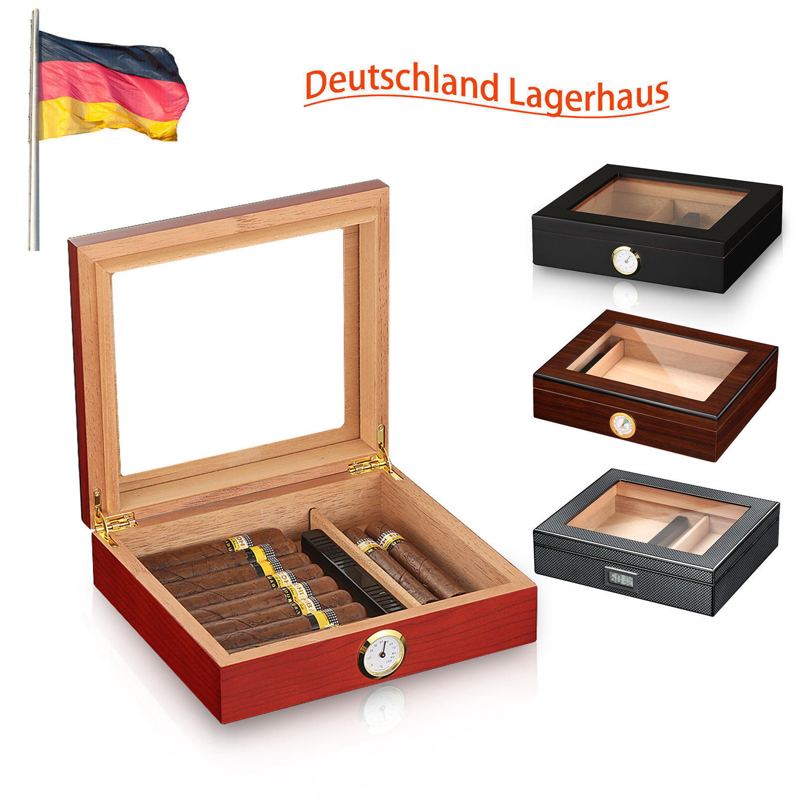 Zigarren Humidor Aus Zedernholz - Mini Reisebox Mit Hygrometer & Befeuchter