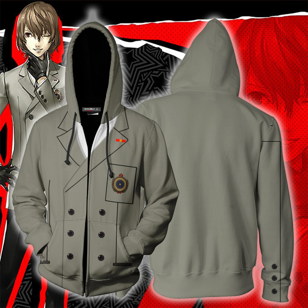 Persona5 P5 Joker Cosplay Costume Zip Hoodie Jacket Sweatshirt Sweater Coat