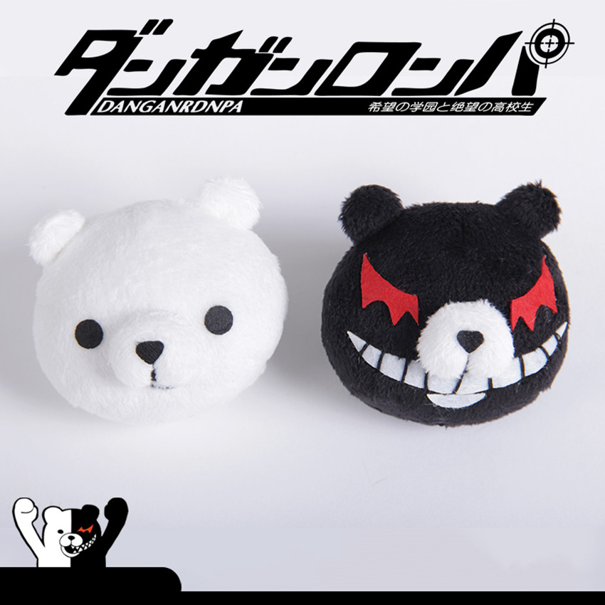 1 Pair Anime Danganronpa Junko Hair Clip Cute Bear Black White Cosplay Prop USA