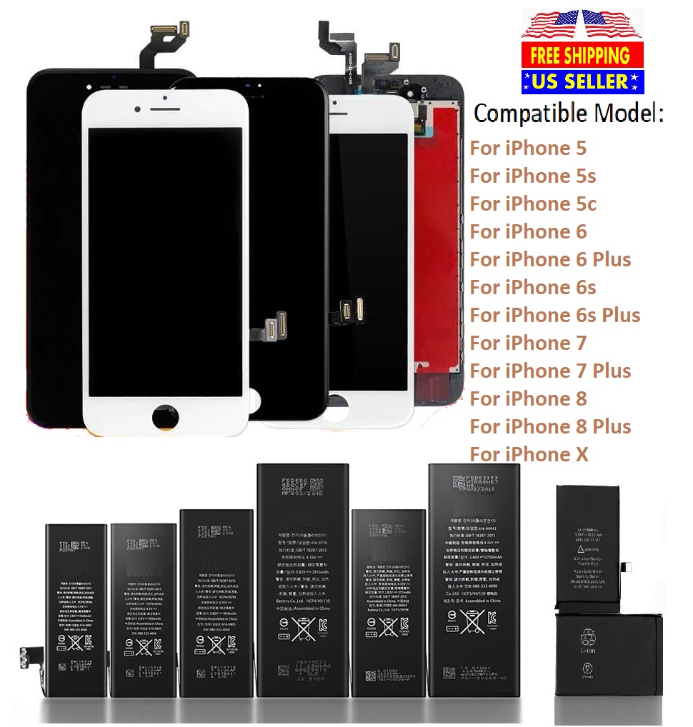 Lcd Screen Battery Replacement For Iphone 5 5c 5s Se 6 6s 7 8 Plus X Lot Ebay