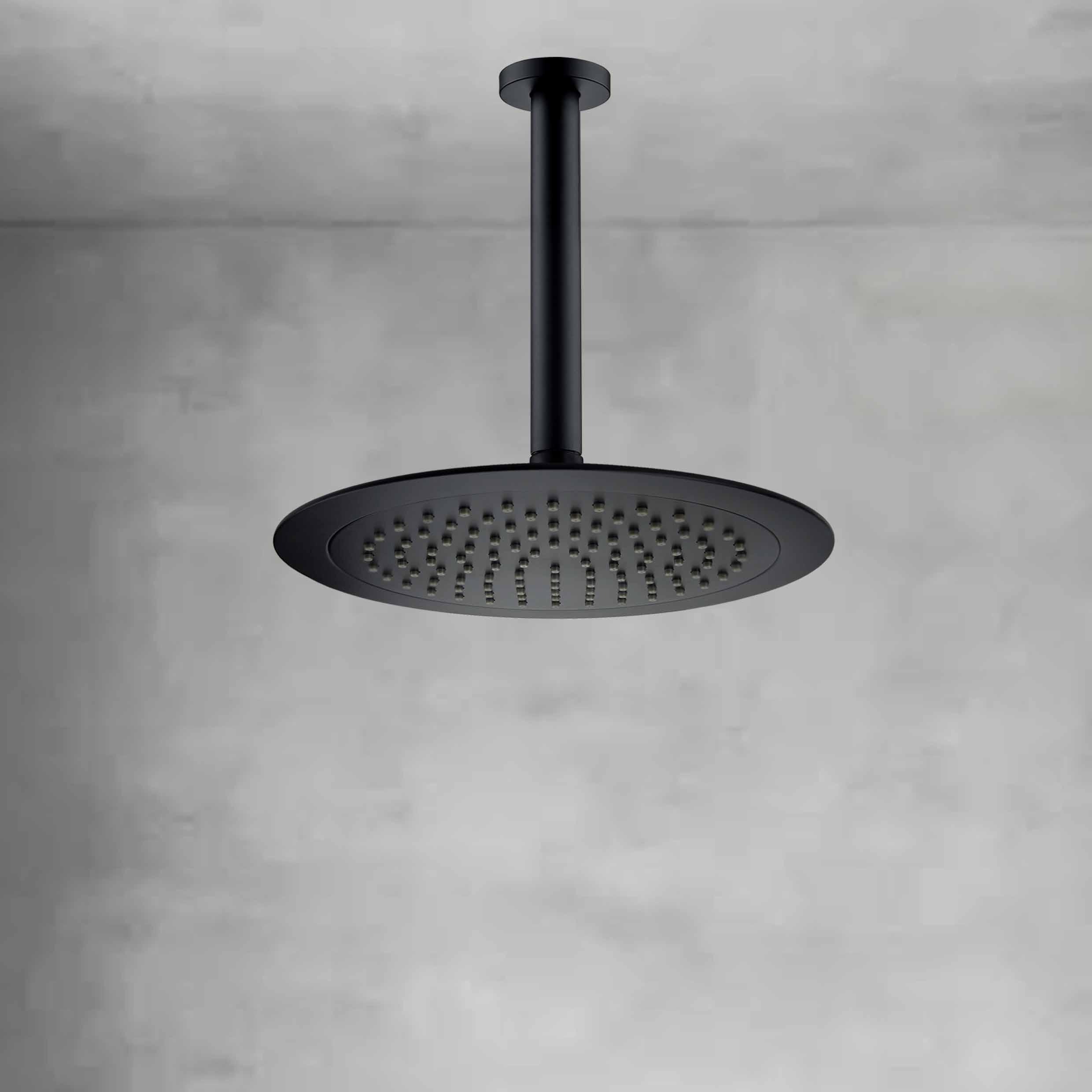 Matte Black 9 inch Round Shower Head Ceiling Arm Overhead Concealed