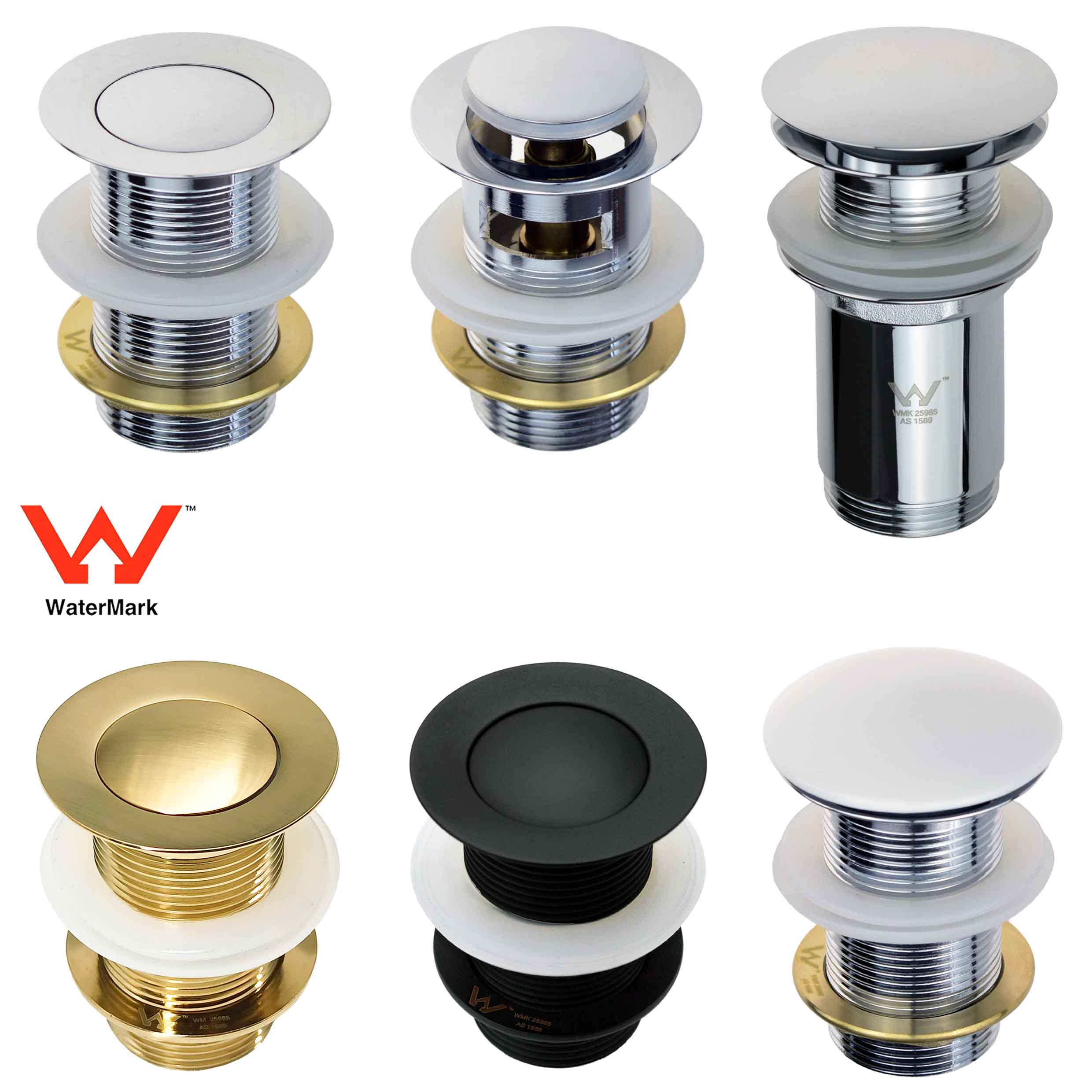 WaterMark 32mm Pop Up Overflow Waste Basin Vanity Sink Push Plug Drain