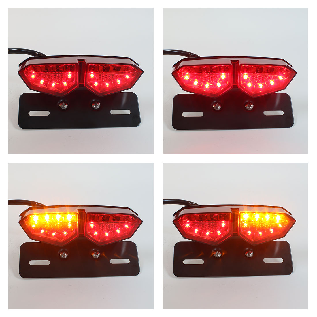 BOMPA Integrated LED Tail Brake Stop Turn Signal Light Smoke Lens with Red /& Amber Light License Plate Bracket fit Most Motorcycles and Bikes