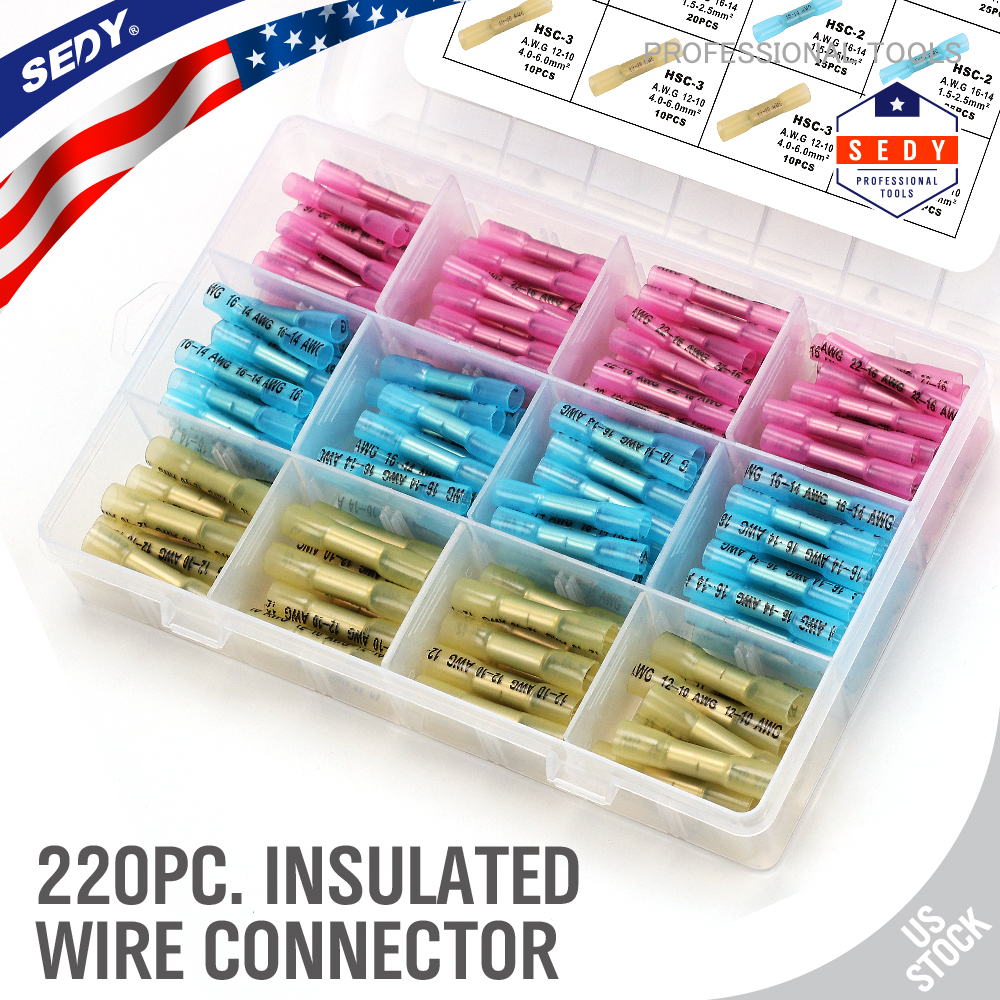 200pcs Heat Shrink Wire Connectors Waterproof Electrical Terminals Kit