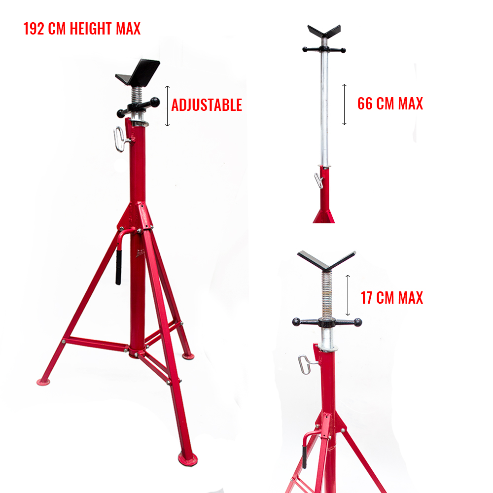 2m High Folding Jack Stand Heavy Duty V Head Pipe Stand Adjustable