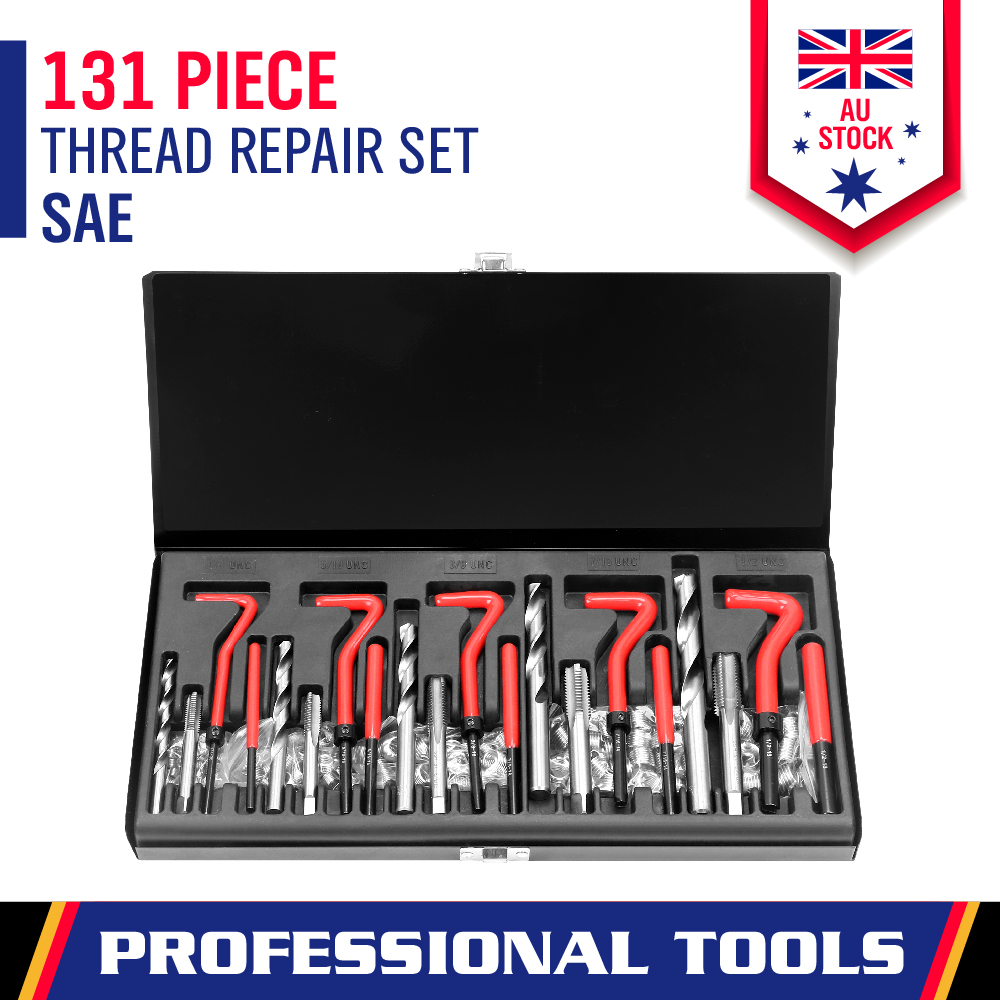 131-Piece SAE Imperial Helicoil Kit Thread Repair Set HSS Drill Tap ...