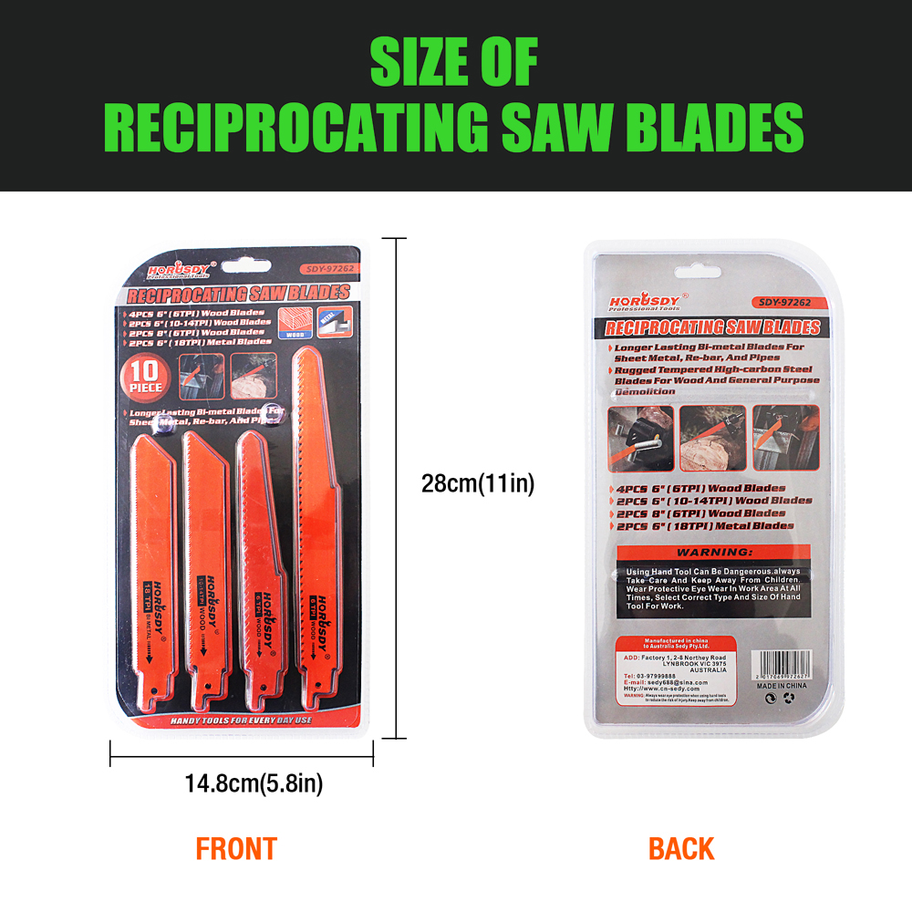 10PC Reciprocating Air Saw Blades 6" 8" BiMetal Wood Power Tool