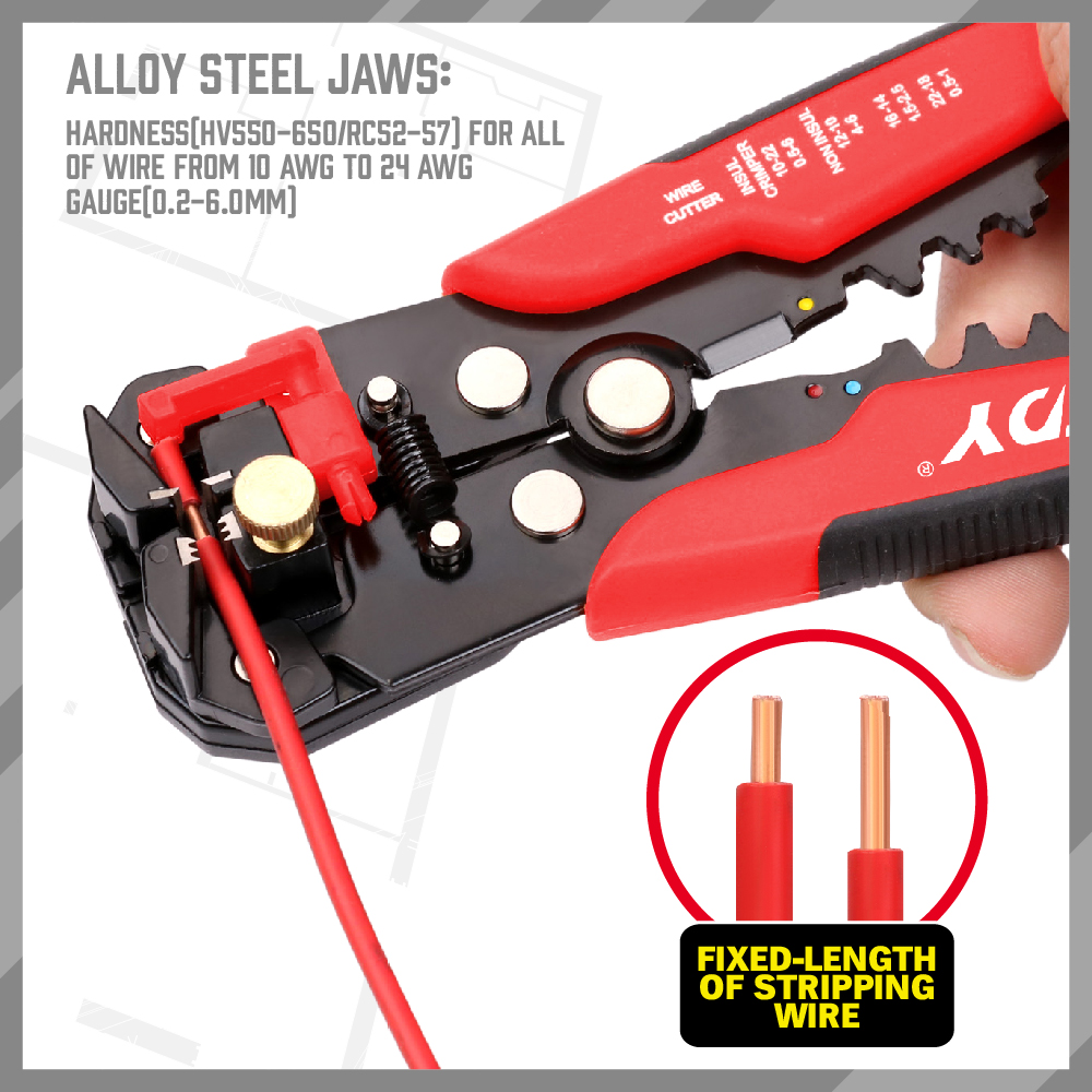 8" SelfAdjusting Wire stripper Cable Cutter Crimper Electricians