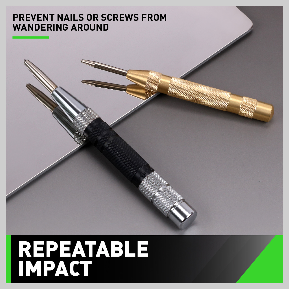 2 Super Strong Automatic Centre Punch Adjustable Spring Loaded Metal