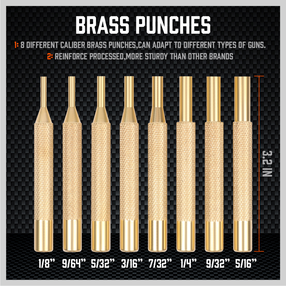 19pc Roll Pin Punch Set DoubleFaced Hammer Brass Steel Gunsmith