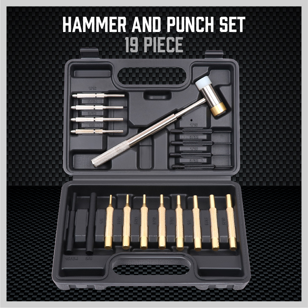 19pc Roll Pin Punch Set DoubleFaced Hammer Brass Steel Gunsmith