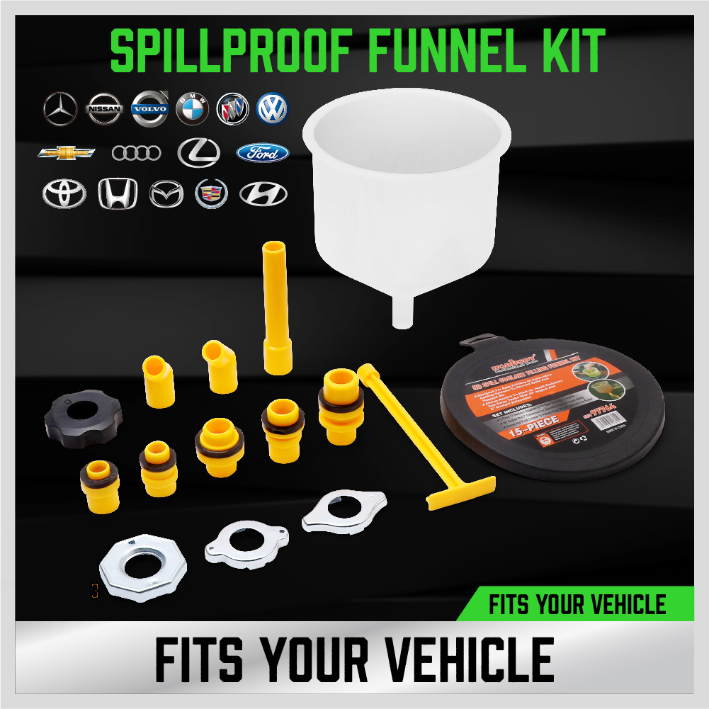 15 Piece Spill Proof Radiator Coolant Filling Funnel Kit Car Auto Fluid ...