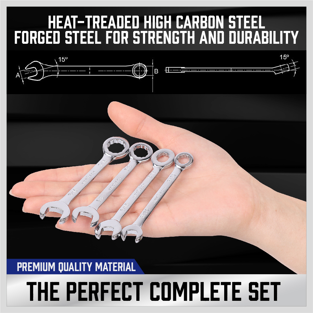 20 pc Mini Wrench Set Metric SAE Ignition Spanner Open End and Box End