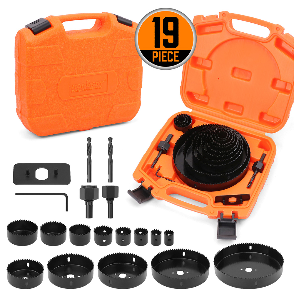 19 Pcs Hole Saw Kit Set 13Pcs Saw Blades 6"(152mm) 3/4" (19mm) Wood