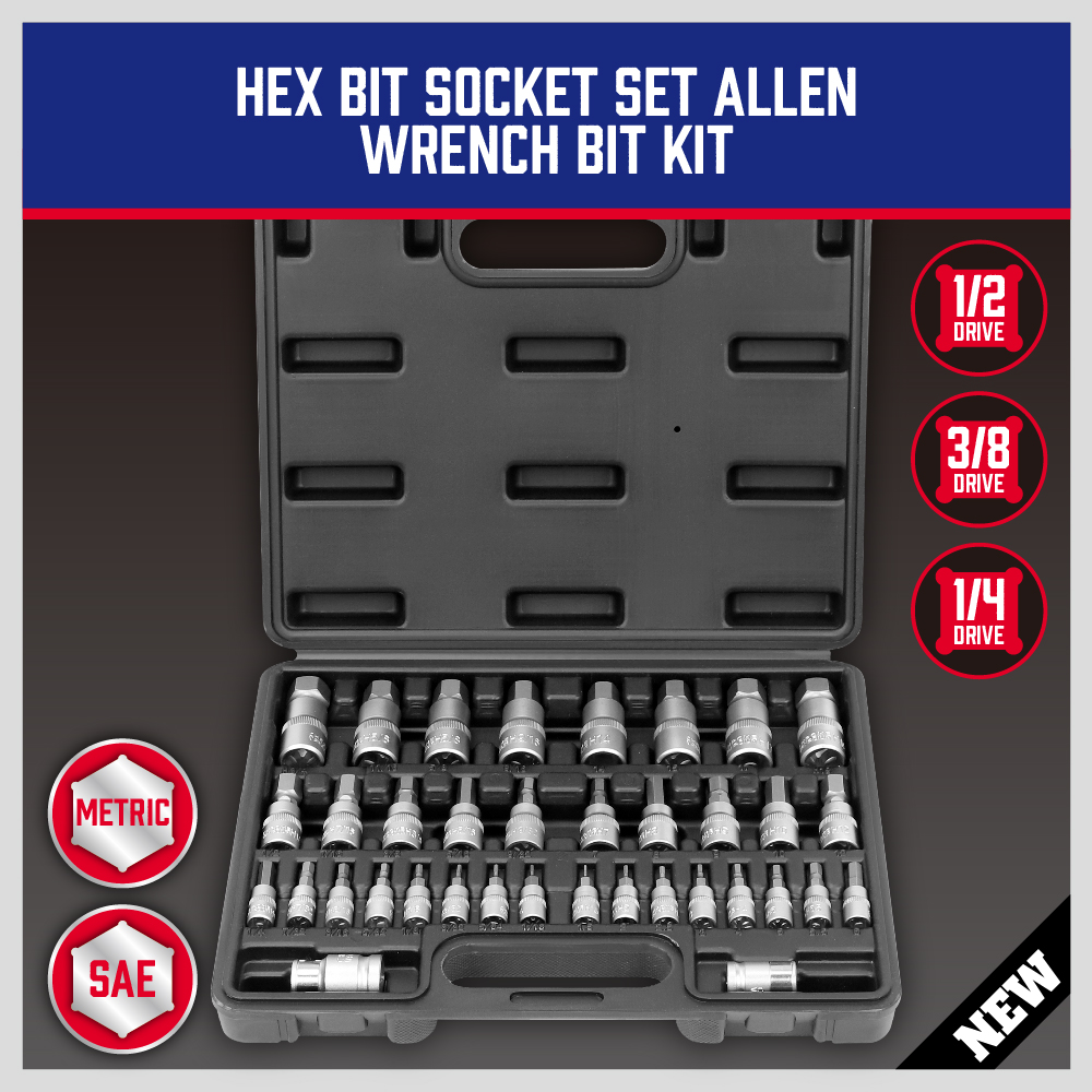 36PC Hex Bit Socket Set Allen Head High Torque Strengthened SAE Metric S2 Steel eBay