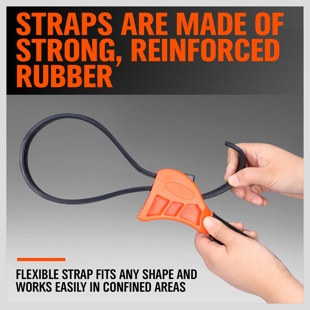 2PC Rubber Strap Wrench Set Adjustable Hand Held Lid plumbing tighten