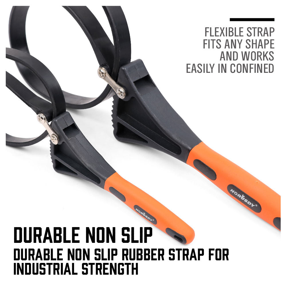 2Pc Multipurpose Wrench Adjustable Rubber Strap Opener Bottle Pipe Oil