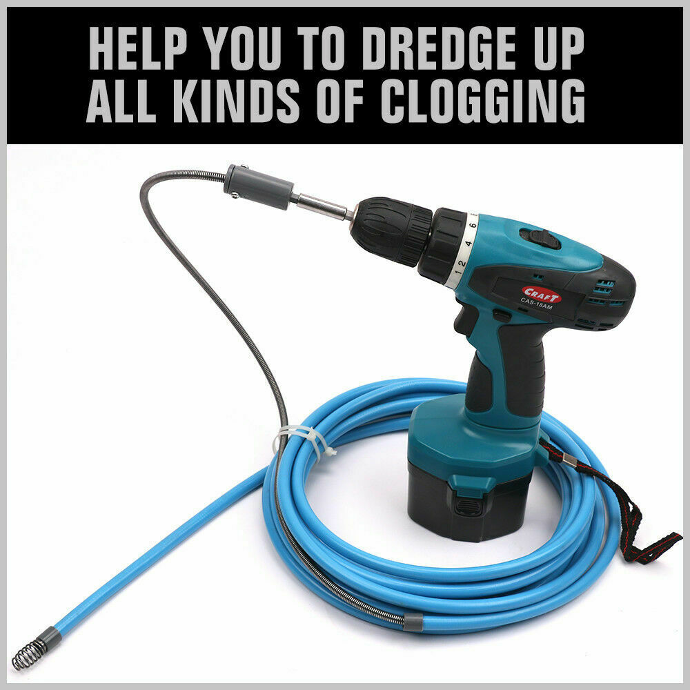 7m x 6mm Power Drill Snake Drain Cleaner Plumbing Electric Sink Pipe U