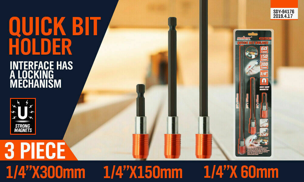 SDY-SDY 3Pcs 60/100/150mm Quick Release Drill Screwdriver Bit Holder 1/4 Inch Hex Shank Extension Bar drill Drill