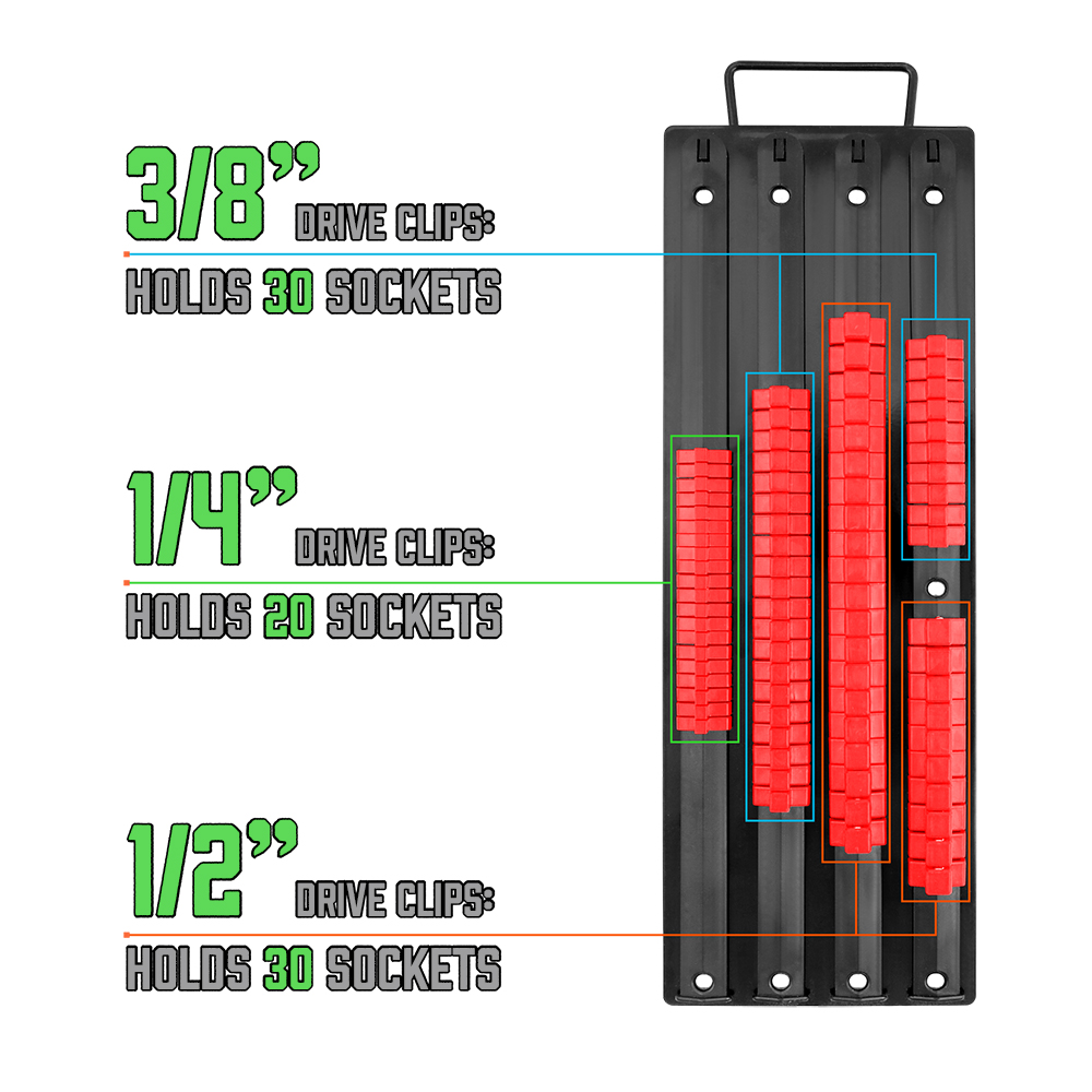 80Pcs Socket Organizer Holder Storage Rail Rack 1/4 3/8 1/2 Mountable ...