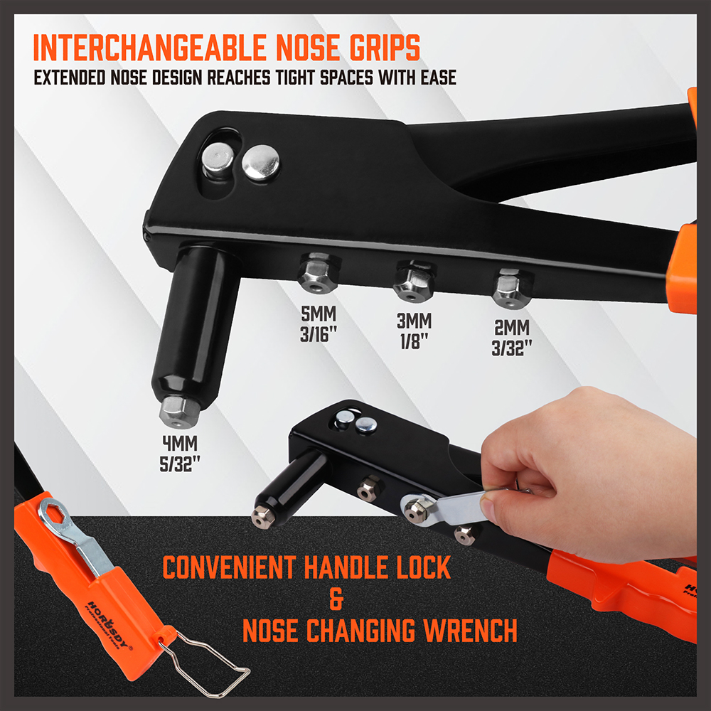 HORUSDY 4 In 1 Pop Rivet Gun Set Manual Riveter Heavy Duty Hand Rivete ...