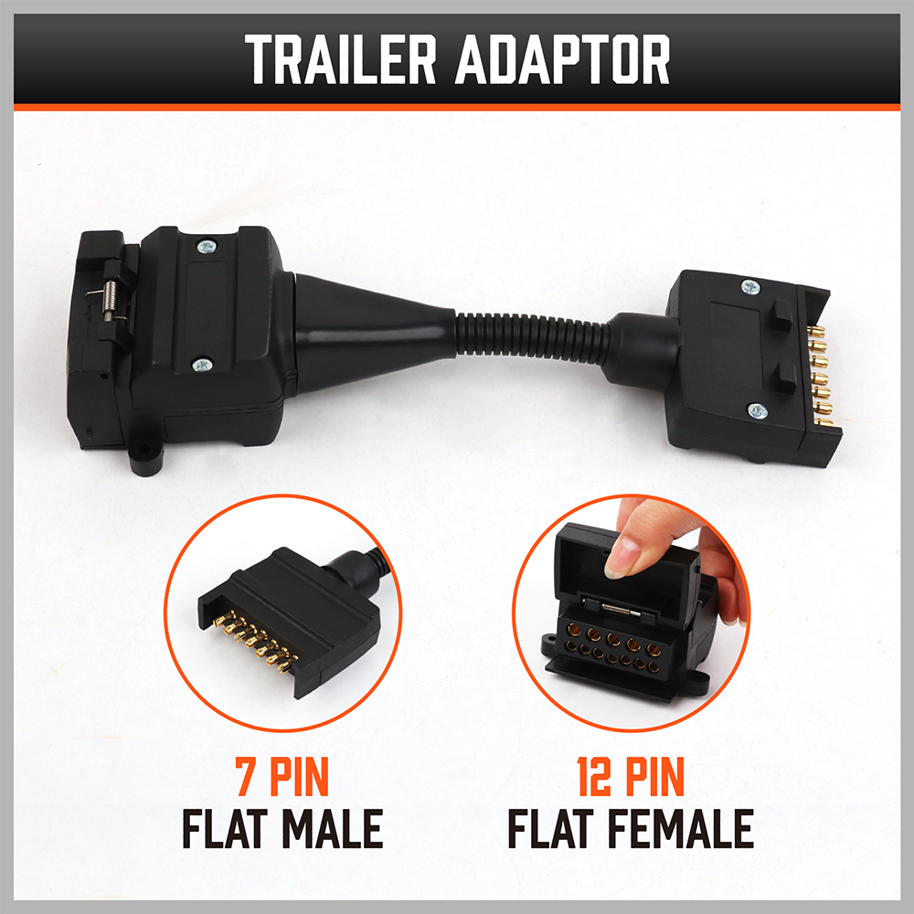 HORUSDY 7 Pin Flat Plug to 12 Pin Flat Socket Adaptor Trailer Caravan ...