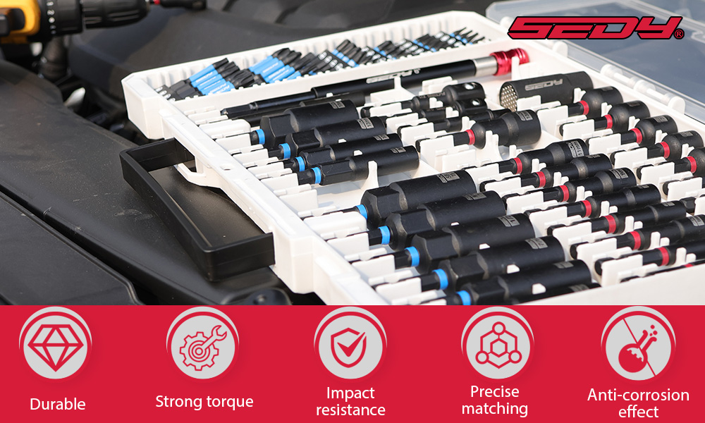 80PC Magnetic Impact Nut Driver Set Metric & SAE with Adapter 1/4