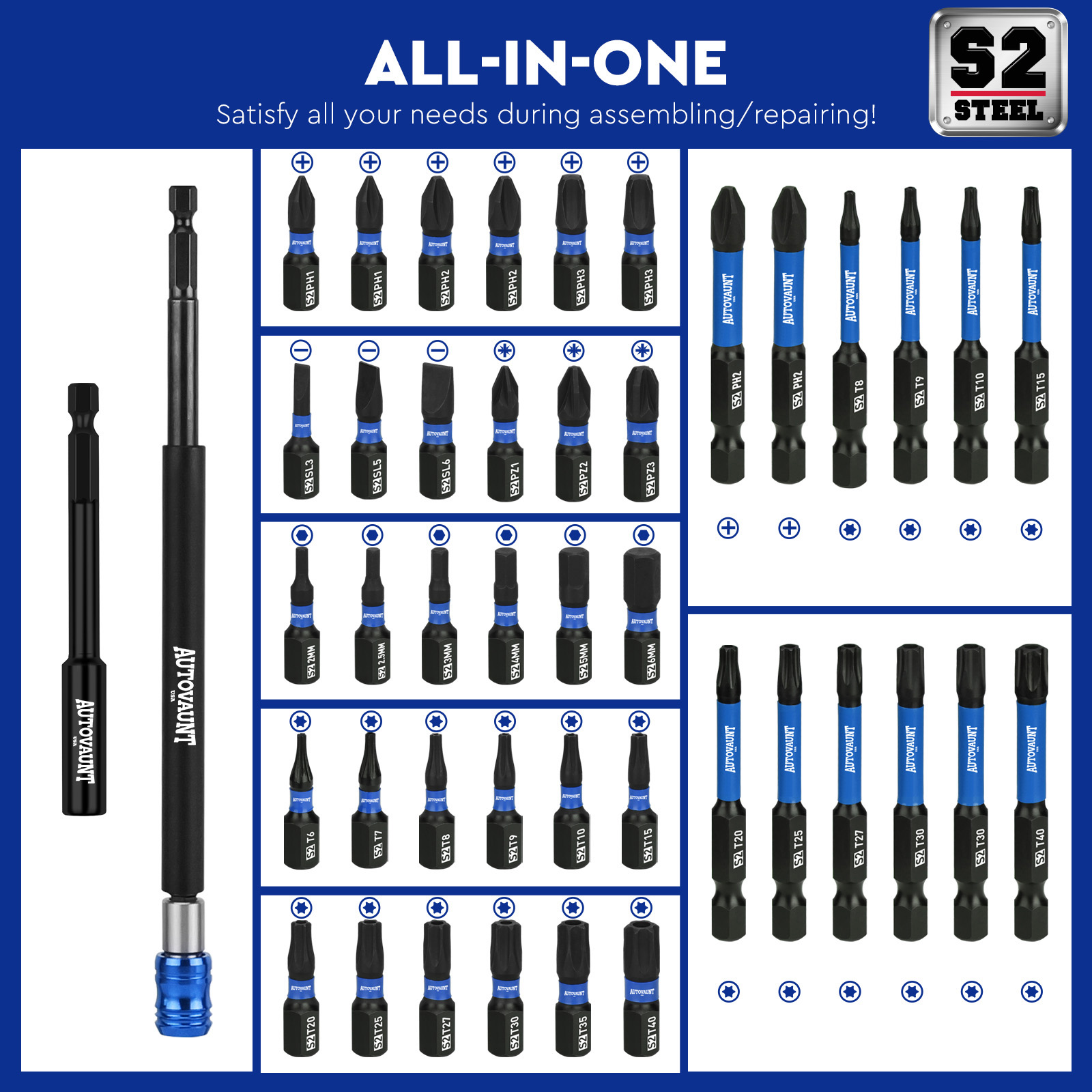 80PC Magnetic Impact Nut Driver Set Metric & SAE with Adapter 1/4