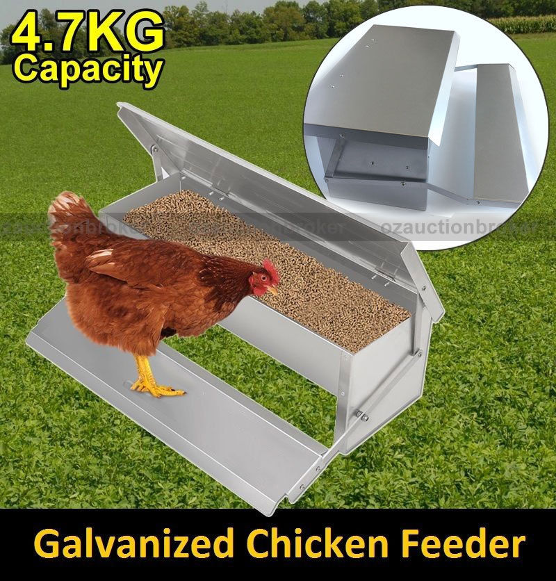 8.2L Galvanized Automatic Chicken Food Feeder Auto Treadle Self Opening ...