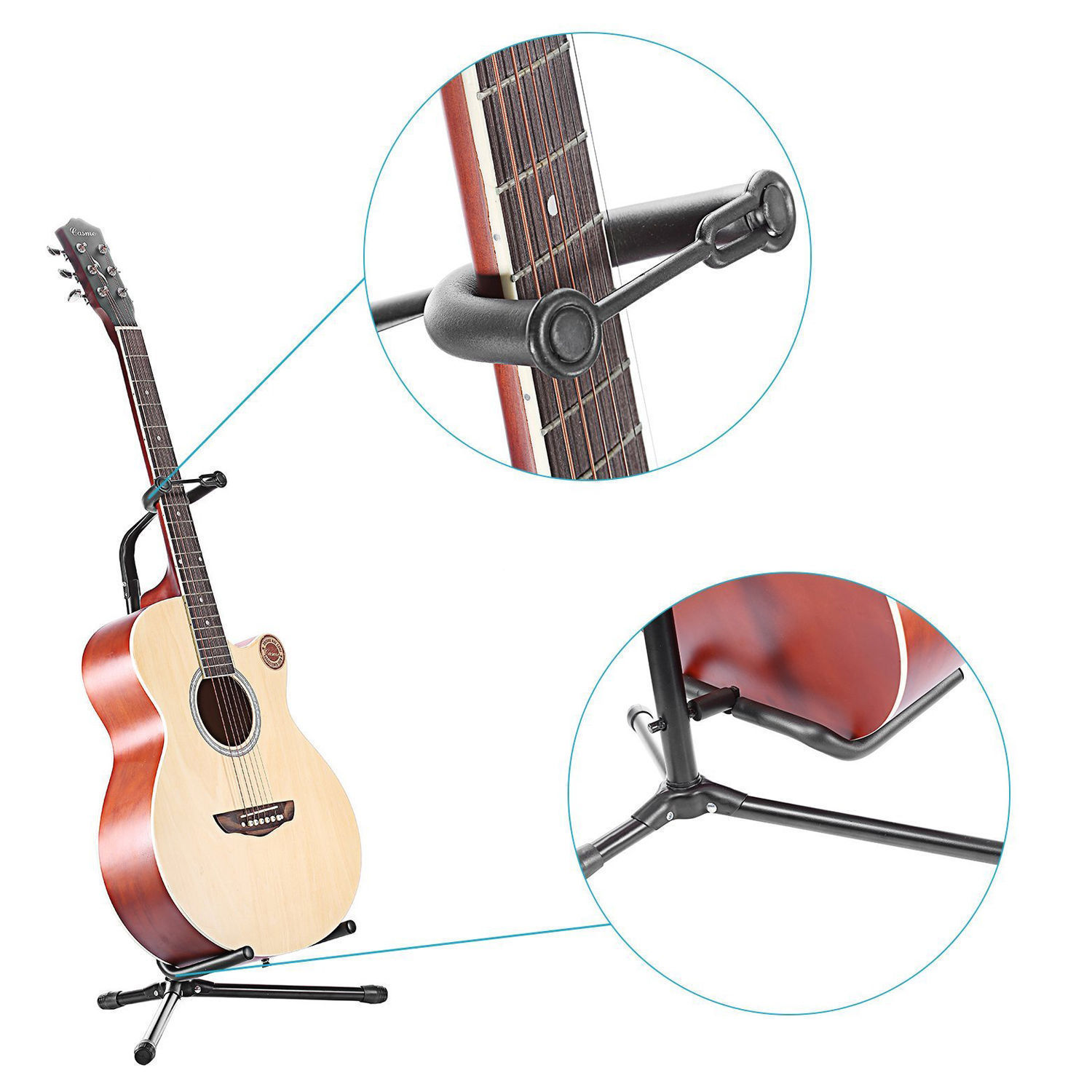 Portable Folding Guitar Stand Electric Acoustic Bass GIG Floor Rack