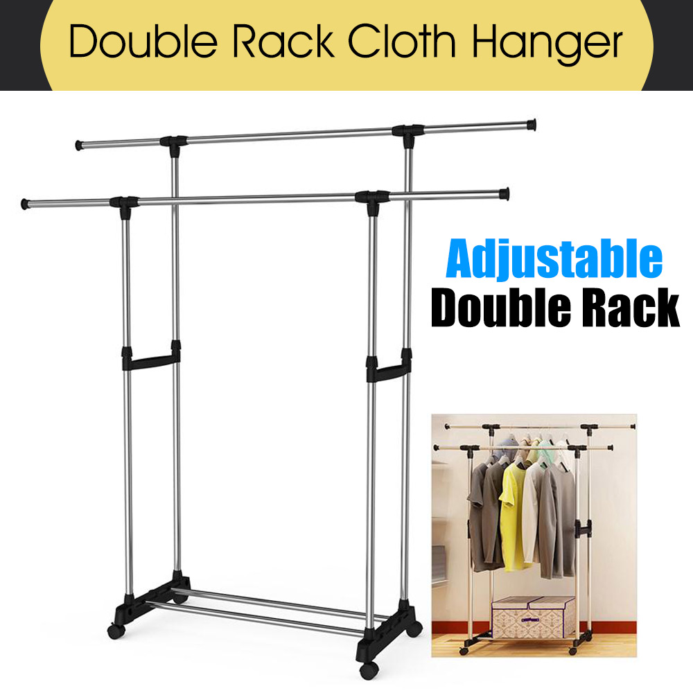 Double Clothes Stainless Rack Hanger Garment Cloth Holder Coat ...