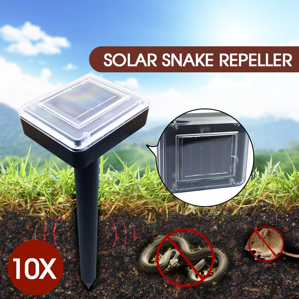 10x Snake Repeller Solar Powered Ultrasonic Mole Mice Pest Rodent Rat