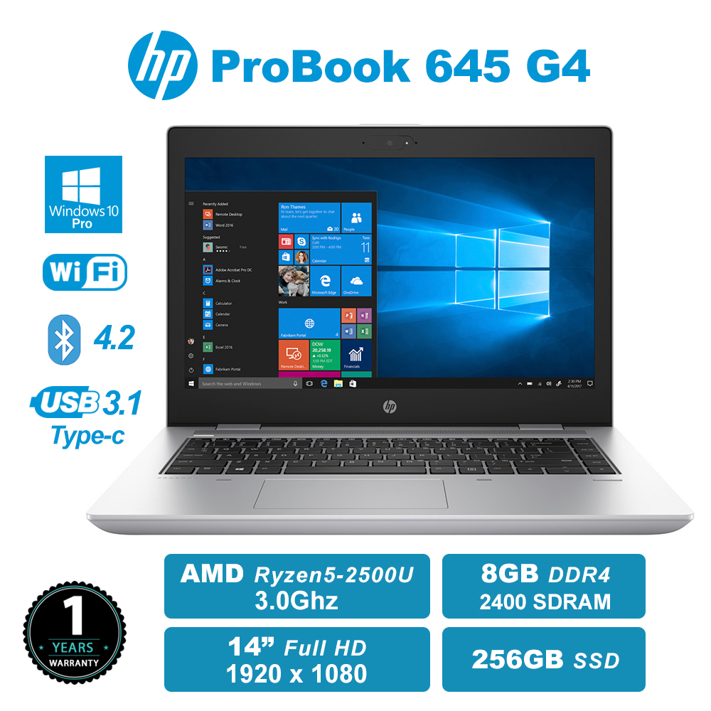 Hp Probook 645 G4 14 Amd Ryzen 5 Pro 8gb 256gb Ssd Wl Ac Bluetooth Win10 Pro 1y Ebay 8168